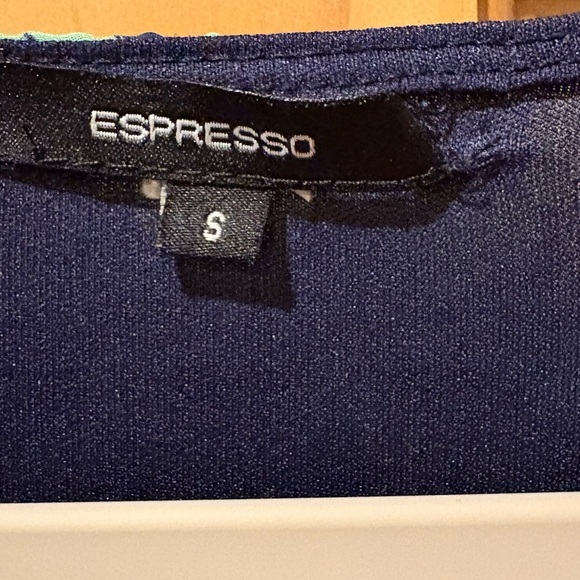 Espresso Blue and Turquoise puff Sleeve dress zig zag pattern women’s small - Picture 3 of 9